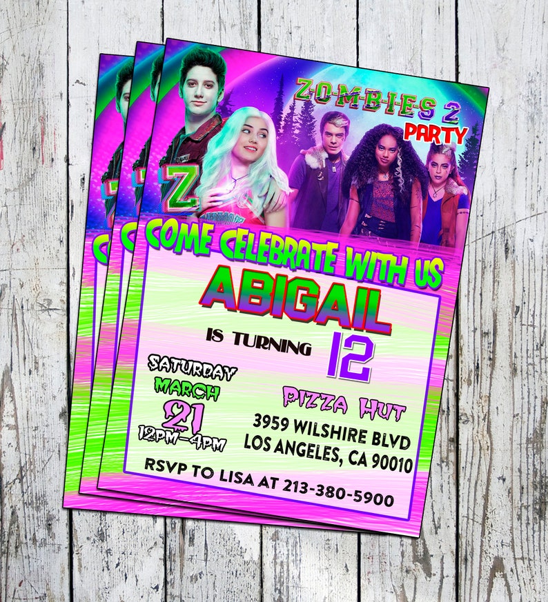 Zombies 2 Invitation Zombie Invitation Disney Zombies Etsy