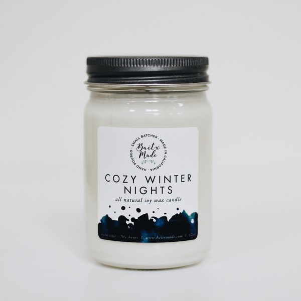 COZY WINTER NIGHTS//Christmas Candle//Holiday Candle//Christmas Tree Candle//All Natural Soy Candle 12oz