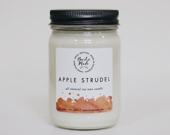 Apple strudel candle, apple pie candle, apple candle, fall candle, fall scented candle, bakery candle, sweet candle, farmhouse decor