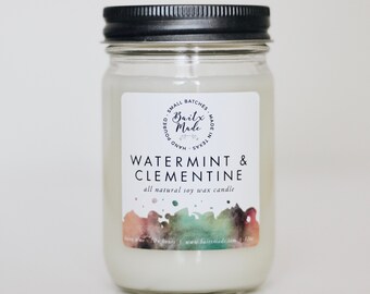 Vela de soja Watermint & Clementine, vela de primavera, vela afrutada, vela fresca, vela de soja clementina, velas al por mayor, velas acogedoras