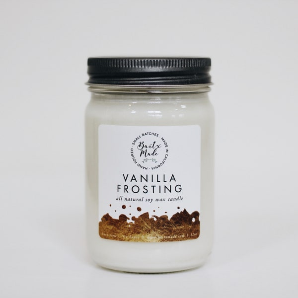 VANILLA FROSTING//Vanilla Candle//Cookie Candle//Vanilla Frosting Candle//All Natural Soy Candle 12oz