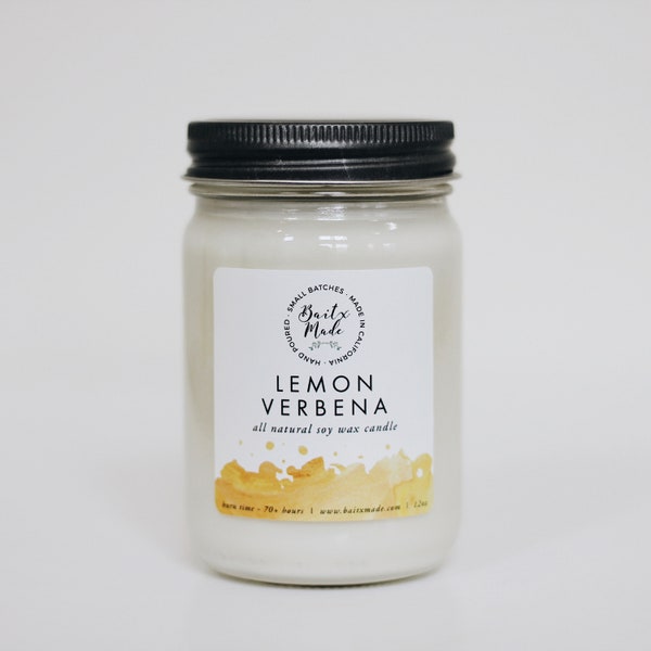 LEMON VERBENA//Lemon Candle//Lemon Verbena Candle//Citrus Candle//All Natural Soy Candle 12oz