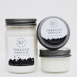 Tobacco Vanilla, unique candle scents, manly scents, awesome manly gift, candles for him, man cave candles, man candles, soy candle 4oz image 3
