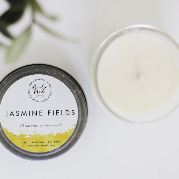 Jasmine Fields, unique candle, summer candle, spring candle, spring candles, candles for him, soy candle 4oz