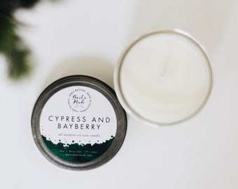 Cypress and Bayberry, Christmas Candle, Forest Candle, Outdoors candle, Holiday Candle, All Natural Soy Candle, christmas tree candle