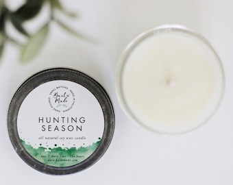 HUNTING SEASON//Christmas Candle//Forest Candle///Outdoors candle//Holiday Candle///All Natural Soy Candle 4oz