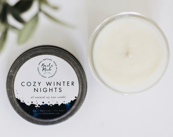 COZY WINTER NIGHTS//Christmas Candle//Holiday Candle//All Natural Soy Candle 4oz