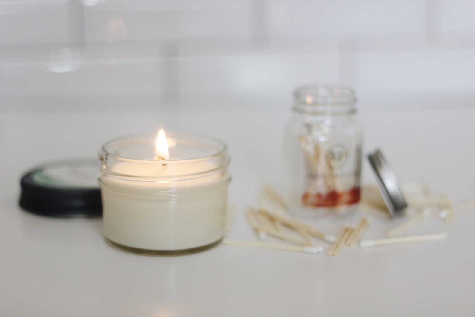 Matchstick Jar Candle Matchsticks Mini Mason Jar Candle Etsy