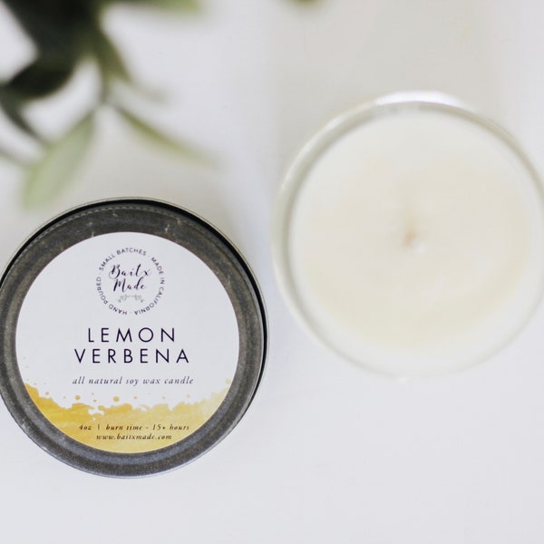 LEMON VERBENA//Lemon Candle//Lemon Verbena Candle//Citrus Candle//All Natural Soy Candle 4oz