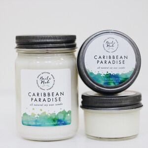 Caribbean Paradise, unique candle, summer candle, spring candle, spring candles, candles for him, soy candle 12oz image 2
