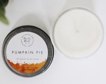 PUMPKIN PIE//Pumpkin Pie Candle//Pumpkin Candle//Fall Candle//Holiday Candle//All Natural Soy Candle 4oz