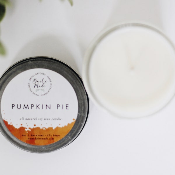 PUMPKIN PIE//Pumpkin Pie Candle//Pumpkin Candle//Fall Candle//Holiday Candle//All Natural Soy Candle 4oz