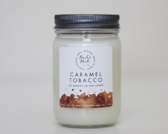 Vela de tabaco de caramelo, vela de soja, vela de otoño, vela varonil, vela de caramelo, vela de relleno de medias