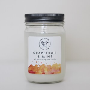 Grapefruit and Mint candle, summer candle, mothers day candle, unique mothers day gift, refreshing candle, farmhouse candle, spring candle