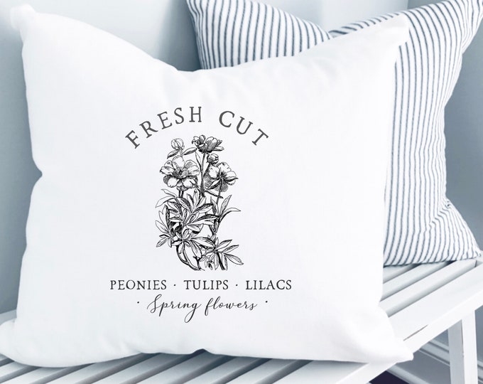Wedding Present Farmhouse Spring Flowers Throw Pillow Mothers Day Gift 18 x 18 Rustic Pillow Cover