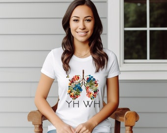 YHWH Breath of Life Botanical Lungs TShirt, Unisex, Women’s Fitted Tee, 100% Cotton
