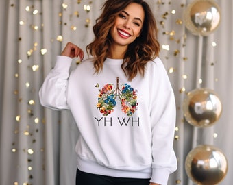 YHWH Breath of Life Botanical Lungs White Sweatshirt, Unisex Shirt, Psalms 150:6, Birthday Gift