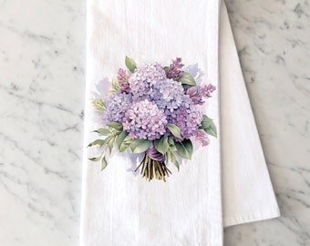 Lilac Bouquet Tea Towel, Cottage Style Decor, Mothers Day Gift