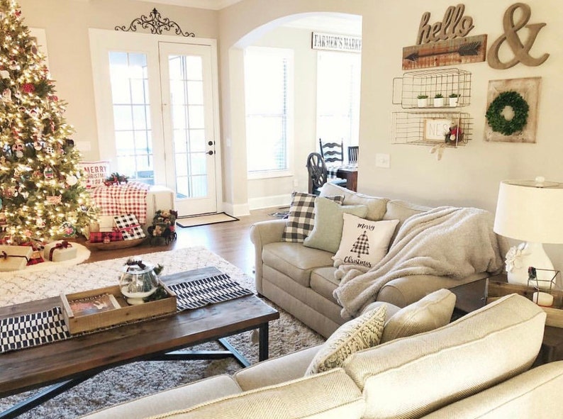 Buffalo Check Christmas Pillow Black and White Plaid Pillow Etsy