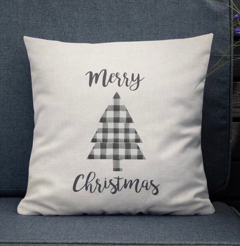 Buffalo Check Christmas Pillow Black and White Plaid Pillow Etsy