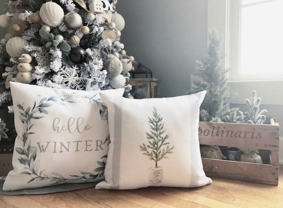 Winter Farmhouse Pillows from Etsy