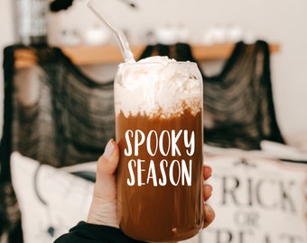Spooky Season Glass 16 ounces, Trendy Cold Beverage Glassware, Halloween Drinkware, Gift for Friend