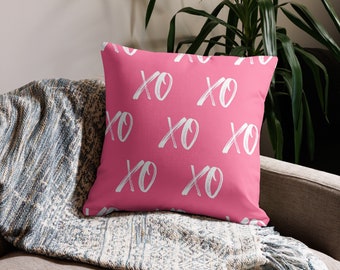 Pink XO Valentine Pillow Cover 18 x 18 Valentines Day Decor