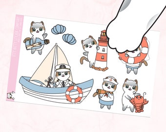 Jumbo Deco - Mauly loves The Sea - Functional Mauly Stickers - Hand Drawn Itty Bitty Kitty Collection