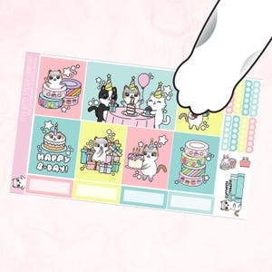 Mauly loves Birthdays 2.0 - 2 Page Hobonichi Cousin Kit - Hand Drawn Itty Bitty Kitty Collection
