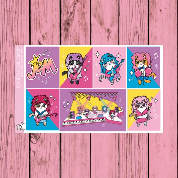 Mauly loves being Jem - Jem and the Holograms Planner Kit - 3 Page Mini Planner Kit - Hand Drawn Itty Bitty Kitty Collection