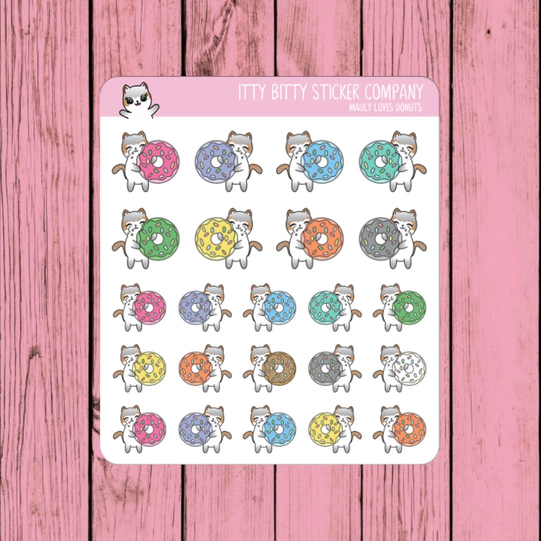 Mauly Loves Donuts Hand Drawn Itty Bitty Kitty Collection Etsy