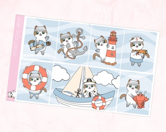 Mauly loves The Sea - 3 Page Mini Planner Kit - Hand Drawn Itty Bitty Kitty Collection