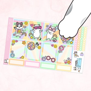 Mauly loves being Groovy - 2 Page Hobonichi Cousin Kit - Hand Drawn Itty Bitty Kitty Collection