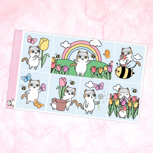 Mauly loves Spring Time- 3 Page Mini Planner Kit - Hand Drawn Itty Bitty Kitty Collection