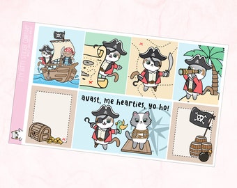 Mauly loves Pirates - 3 Page Mini Planner Kit - Hand Drawn Itty Bitty Kitty Collection