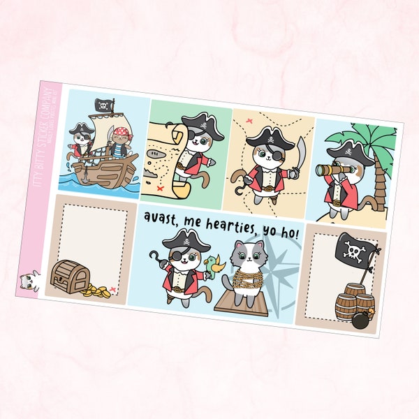 Mauly loves Pirates - 3 Page Mini Planner Kit - Hand Drawn Itty Bitty Kitty Collection