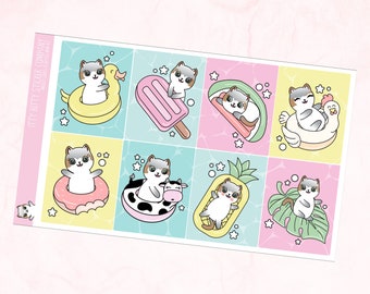 Mauly loves Pool Floaties - 3 Page Mini Planner Kit - Hand Drawn Itty Bitty Kitty Collection