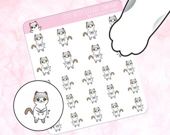 Mauly has an Upset Stomach  - Hand Drawn Itty Bitty Kitty Collection