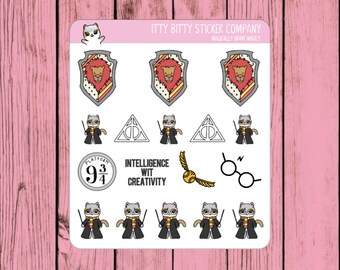 Magically Brave Mauly - Hand Drawn Itty Bitty Kitty Collection - Wizarding World Deco Sheet