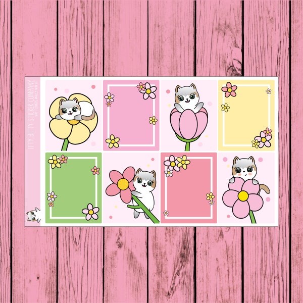 May Flowers Mauly Kit - Mauly loves May Flowers - 3 Page Mini Planner Kit - Hand Drawn Itty Bitty Kitty Collection