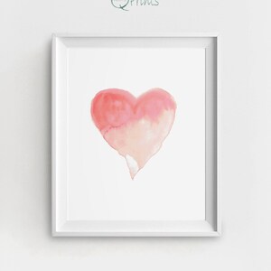 Red Heart Print, Printable Red Heart, Digital Red Heart, Gift for Her, DIY Wall Decor, Love Gift Decor, Watercolor Heart, Aquarelle Heart