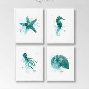 Nautical Prints, Set of 4, Digital Nautical, Nautical Printable, Nautical Decor, Nautical Print, Sea Wall Art, Large Printable, Bathroom Art