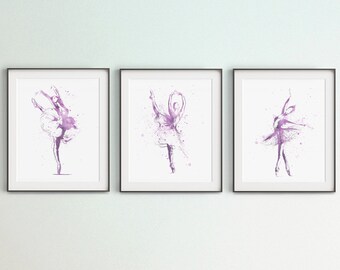 Set of 3 Ballerinas, Ballerina Printable, Digital Ballerina, Nursery Wall Art, Large Wall Art, Ballerina Set, Ballet Illustration, Ballerina