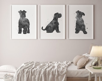 Schnauzer Dog Wall Art Set | Black Watercolor Dog Prints, Pet Lover Gift, Modern Minimalist Posters, Instant Download