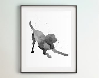 Labrador Art Print, Black Printable, Digital Wall Decor, Black and White Art, Large Wall Decor, Lab Illustration, Gift for Boy Girl