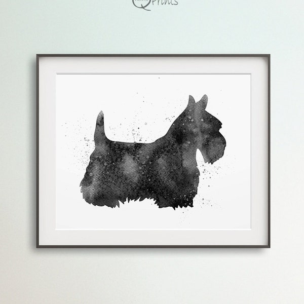 Scottish Terrier Art, Terrier Print, Dog Lover Gift, Noir et blanc, Terrier Illustration, Grand imprimable, Kid Baby Gift, DIY Wall Art