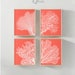 Set of Coral Prints Set of 4 Printables Orange Coral Colour | Etsy