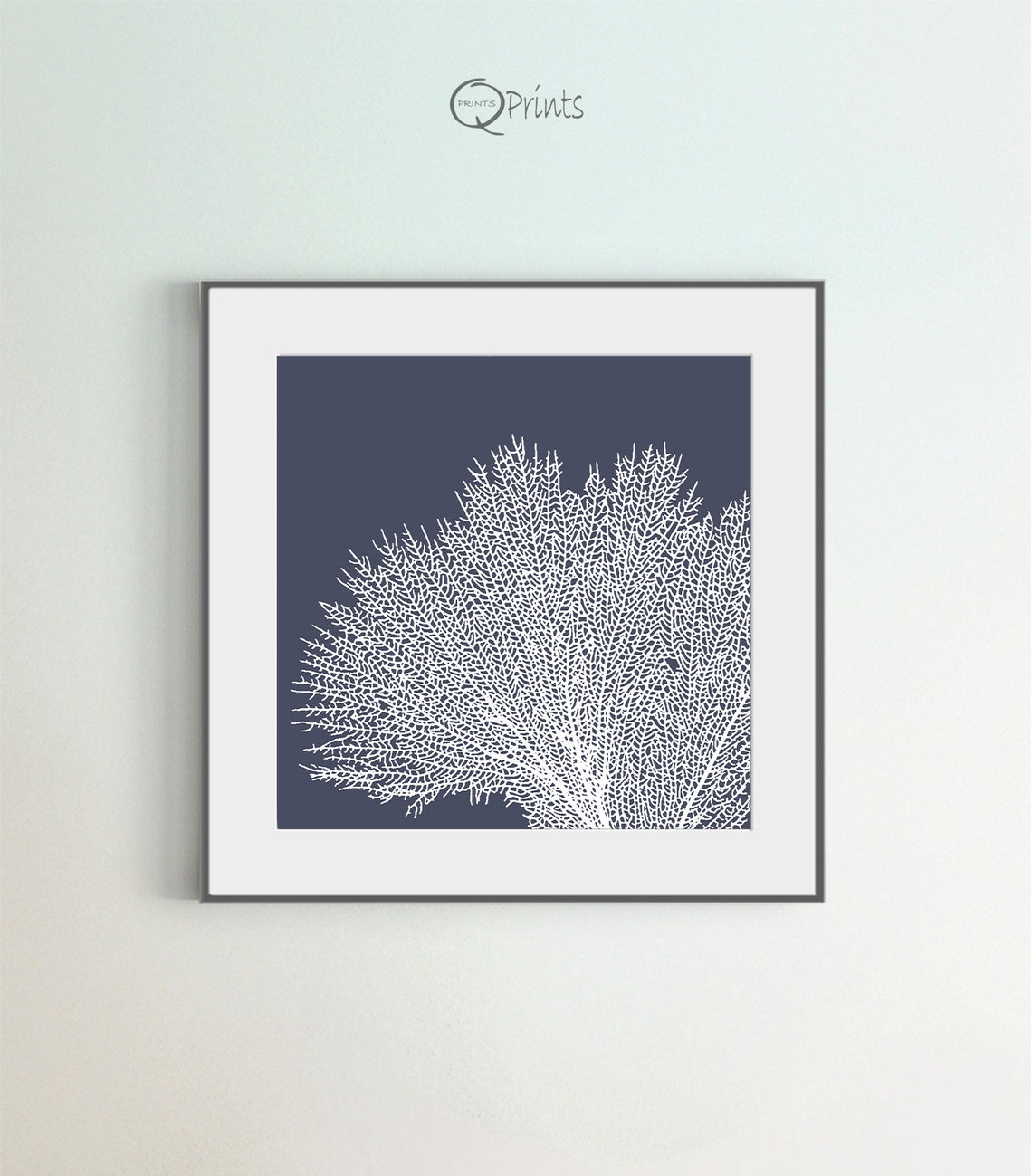 Set of 4 Corals Digital Wall Art Printable Corals Navy Blue | Etsy