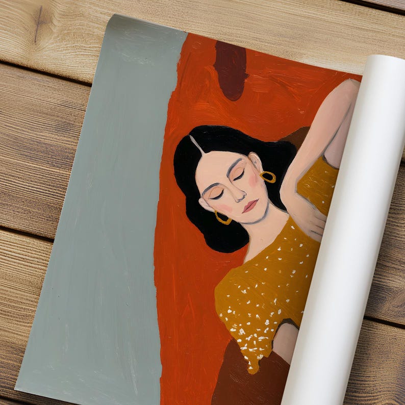 Modern Woman Wall Art Print, Minimalist Female Portrait, Calm Lifestyle ...