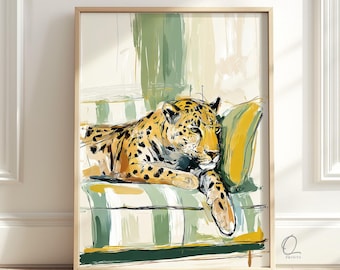 Leopard Wall Art, Modern Wild Cat Animal Print